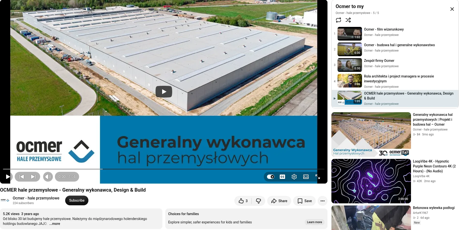 KANAŁ YOUTUBE OCMER · PLAYLISTA „OCMER TO MY" · 5 FILMÓW MOTION PIKCZER · ŁĄCZNIE 126 TYS. WYŚWIETLEŃ